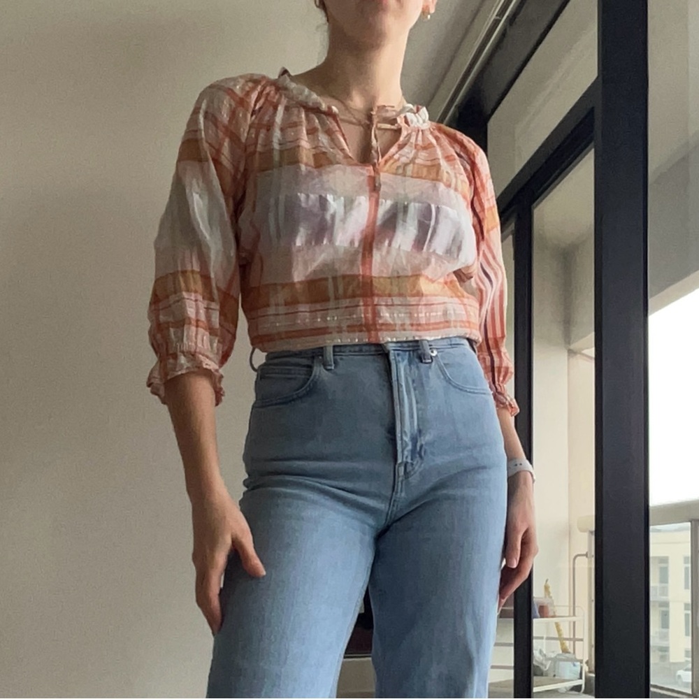 Madewell Plaid Silk Blouse